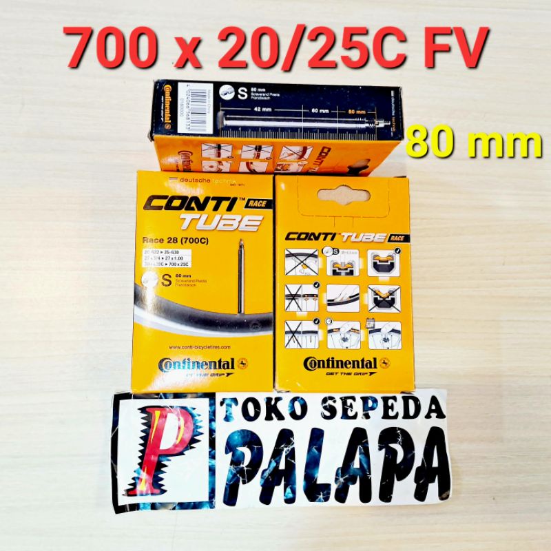 BAN DALAM SEPEDA CONTINENTAL CONTI RACE TUBE UKURAN 700 X 20C / 25C FV Long Presta 80 mm BALAP