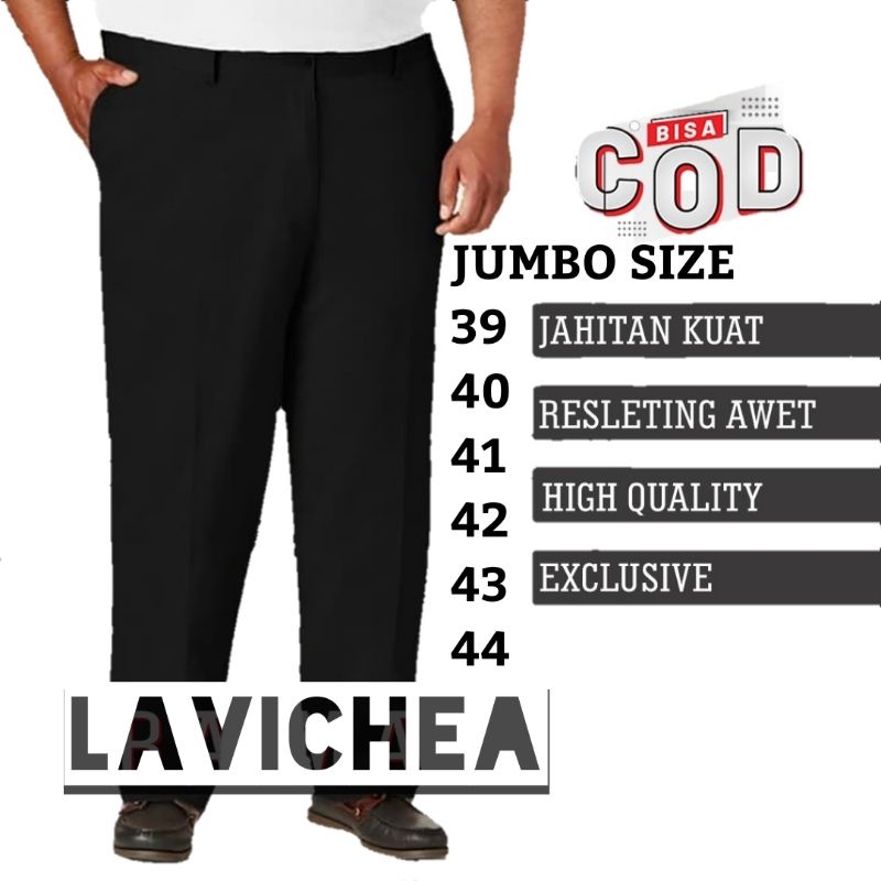 Celana Bahan Kain Teflon Kerja Formal Pria Reguler Standar Ukuran Jumbo 39-44
