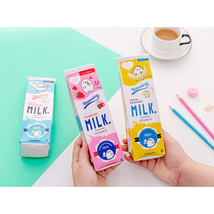 Tempat Pensil Bentuk KOTAK SUSU / Tempat Alat Tulis Motif Bentuk MILK BOX Lucu / Tempat Pensil MILK