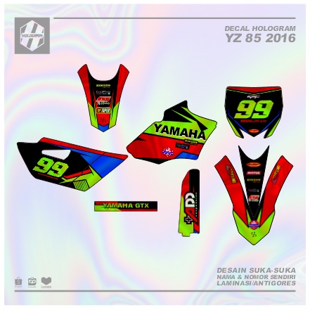 DECAL HOLOGRAM YZ 85 2016 FULLBODY (001) DEKAL STIKER PELANGI STICKER BUNGLON BEBEK MODIF NEW 2017 2