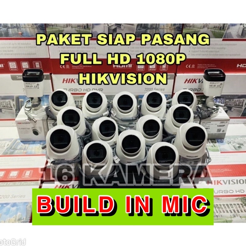 PAKET KAMERA CCTV HIKVISION 16 CAMERA BUILD IN MIC 2mp 16