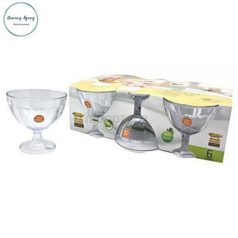 Gelas Jus Juice Gelas Sop Buah Es Teler Golden Melamin  isi 6pc