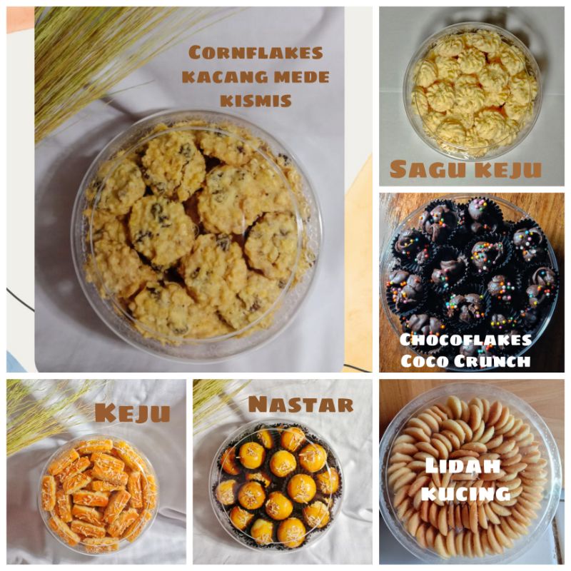 

KUE KERING NASTAR/CASTANGEL/CORNFLAKES/LIDAH KUCING BUTTER WISMAN