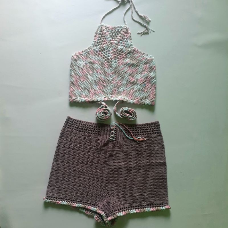 Set Rajut Bikini Hot Pants Rajut