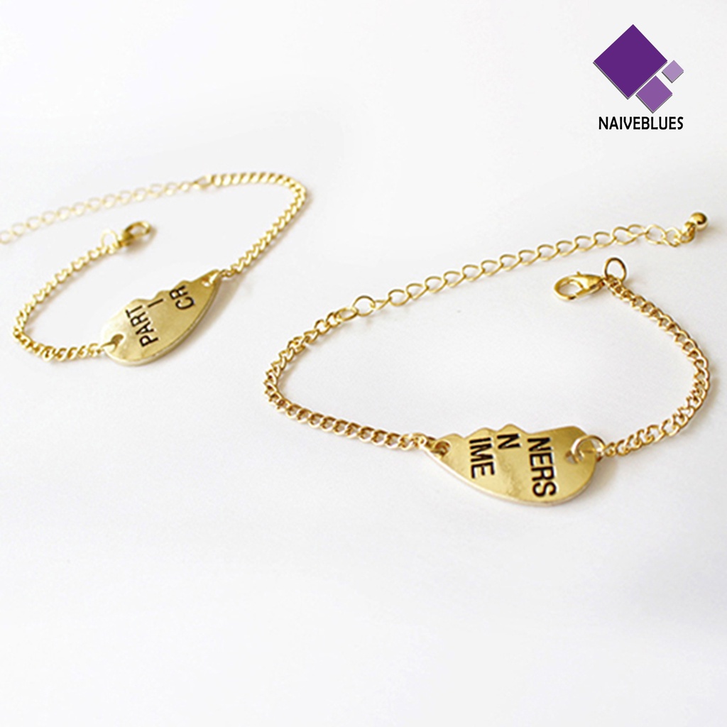 2pcs Gelang Bangle Bahan Alloy Bentuk Hati Untuk Wanita