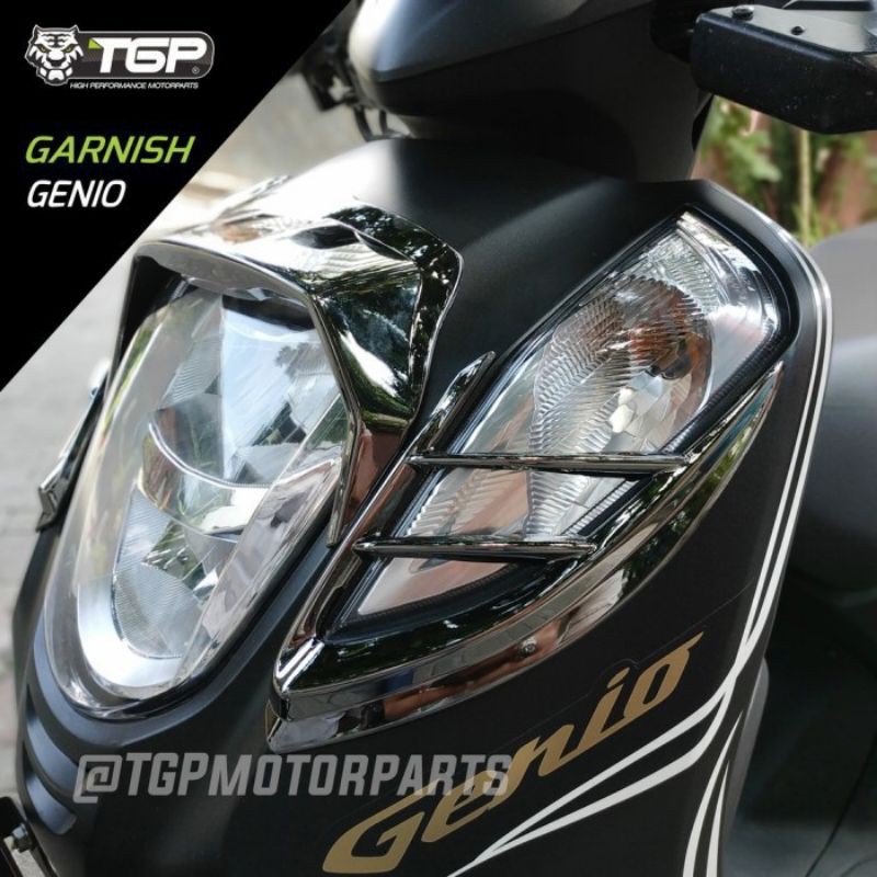 TGP Garnish Lampu Depan Honda Genio - Bahan Berkualitas - Black Chrom