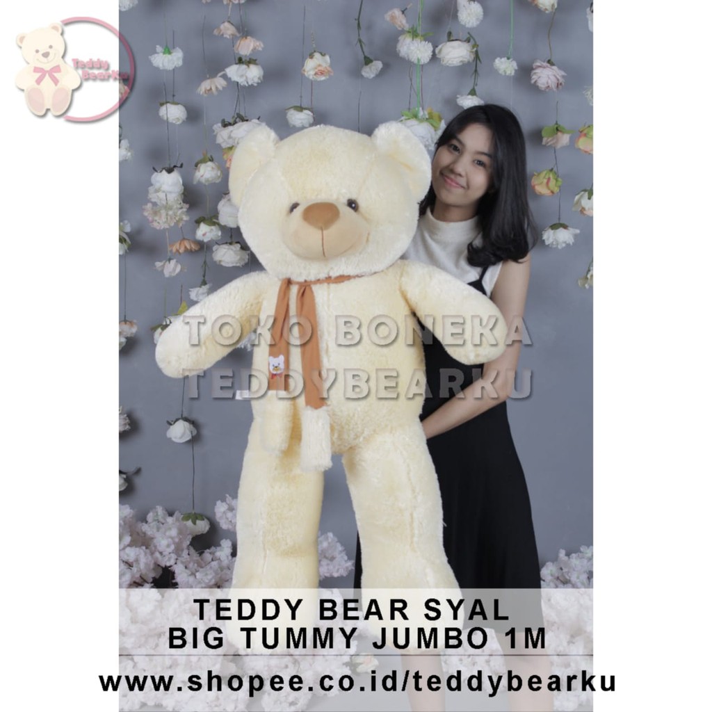 TERMURAH! BONEKA BERUANG TEDDY BEAR BIG TUMMY SYAL JUMBO 1 METER LUCU SUPER BESAR