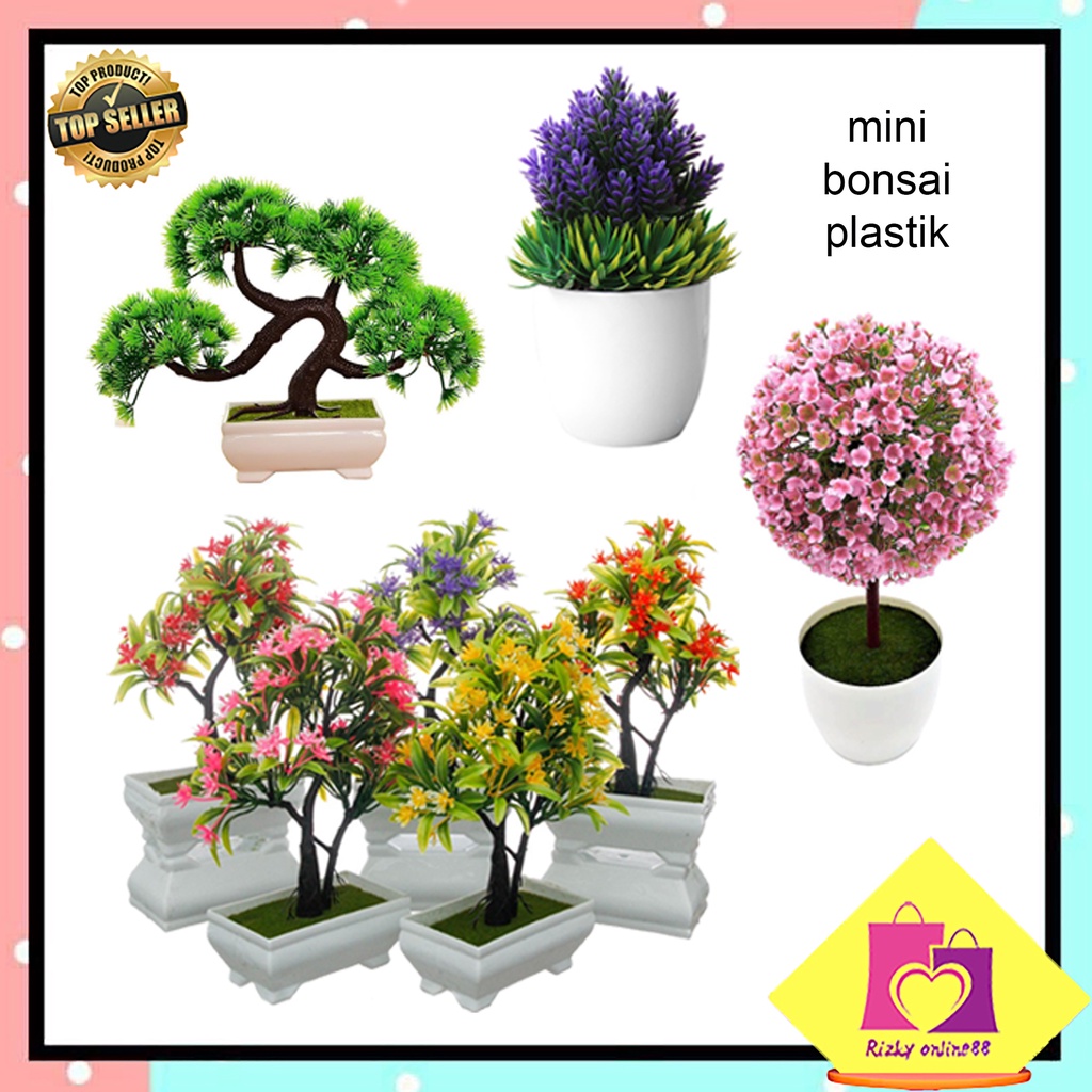 Rizkyonline88 ornamen pot bonsai tanaman bunga bonsai dekorasi rumah tanaman hias plastik murah