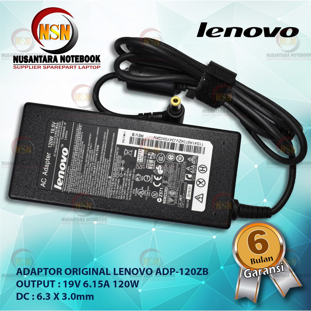 Adaptor Original Lenovo ADP-120ZB 19V 6.15A 120W DC 6.3 X 3.0 mm