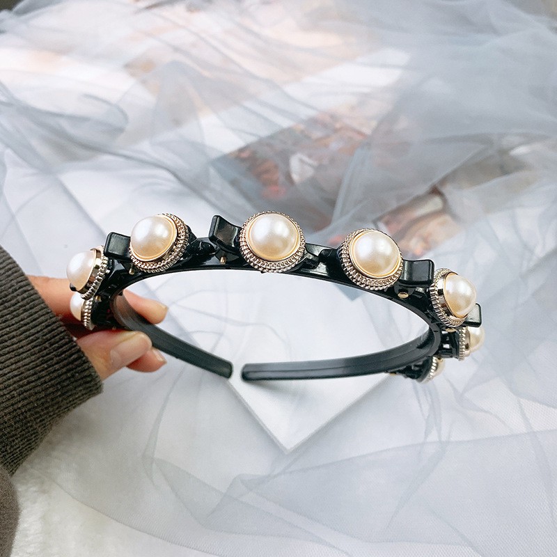 Madley HairBand Girl 2in1 Bando &amp; Jepit Rambut Pola Mutiara Fashion Korea Wanita Dewasa