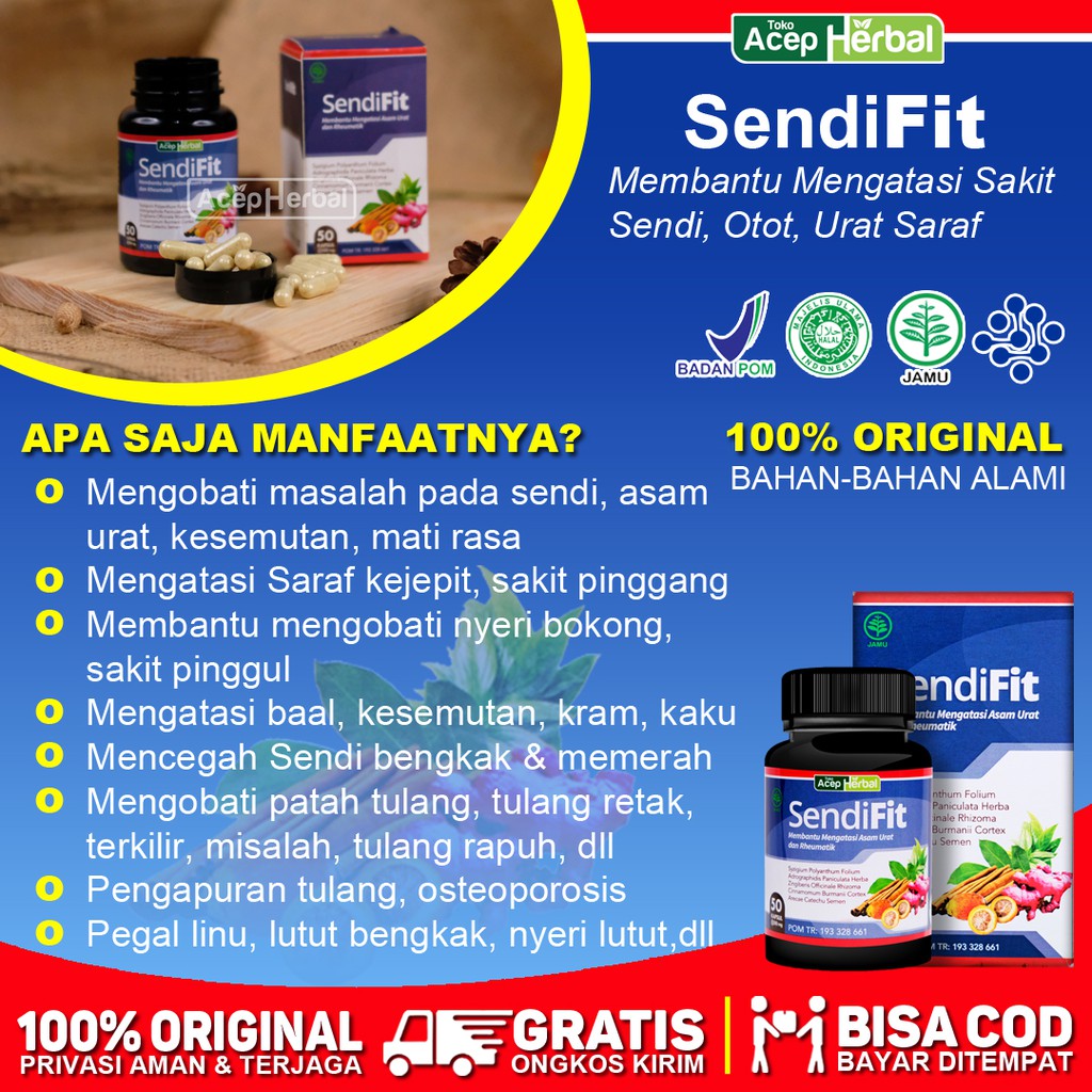 Jual Sendifit Acep Herbal Obat Asam Urat Tulang Sendi Otot Syaraf