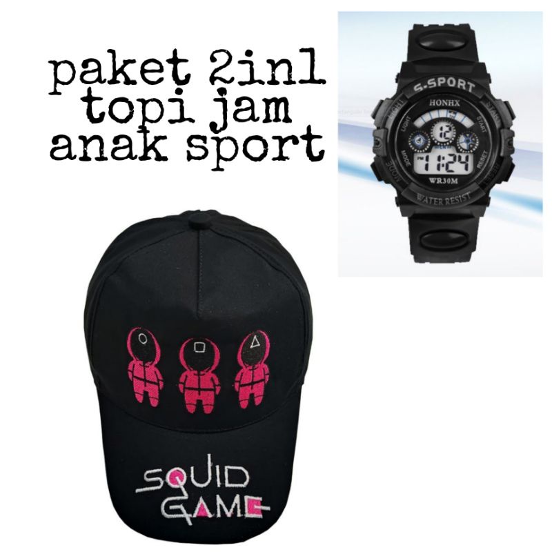 COD topi anak terbaru karakter squid game BORDIR bonus jam tangan sport keren