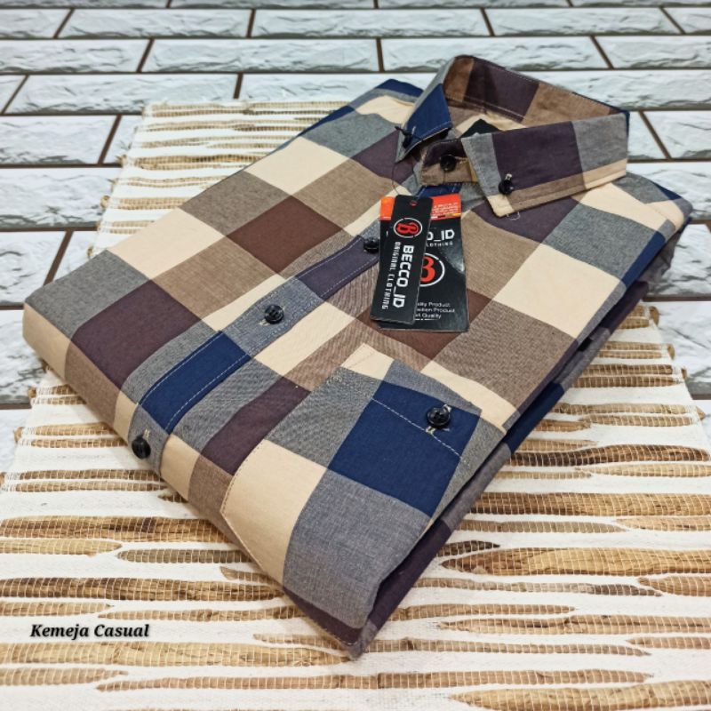 kemeja pria lengan pendek casual premium - kemeja casual lengan pendek motif kotak kotak terbaru - kemeja lengan pendek katun import