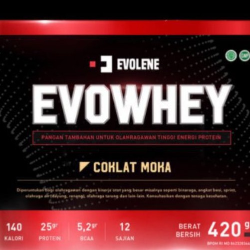 

Evolene EvoWhey Coklat Moka 420 Gram Gr 420 gram 420 gr 12s 12 Sachet 12 Serving Susu Protein BPOM