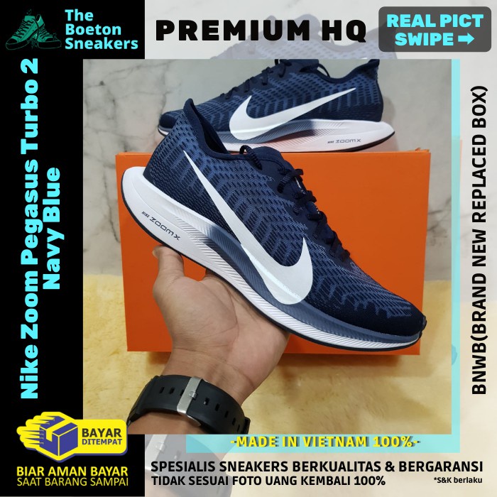 SEPATU NIKE ZOOM PEGASUS TURBO 2 NAVY BLUE RUNNING Premium Original