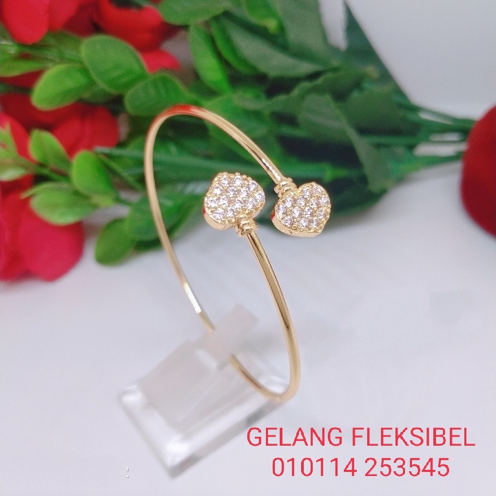 Gelang Tangan Bangle Fleksibel Wanita Titanium Xuping Perhiasan Aksesoris Fashion Lapis Emas Anti Karat