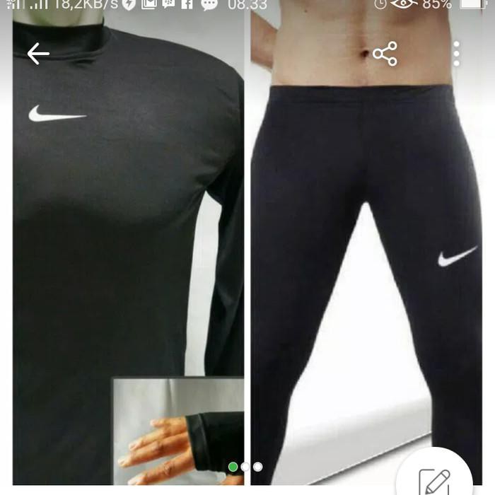 6.6 Paket Hemat Celana Baju Manset Olahraga Baselayer Nike Hitam Premium