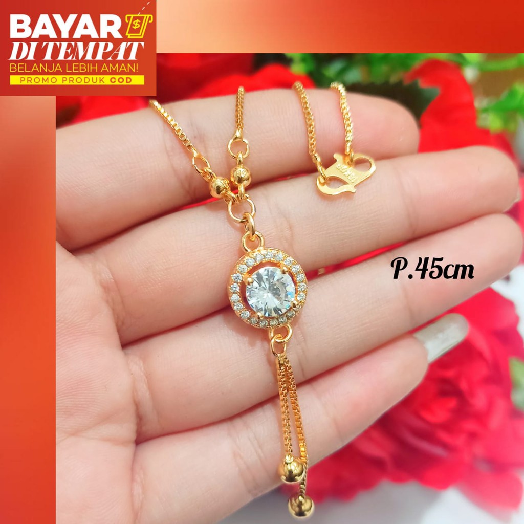 TITANIUM Kalung Dewasa koye permata Zircon Logam emas Hongkong anti karat