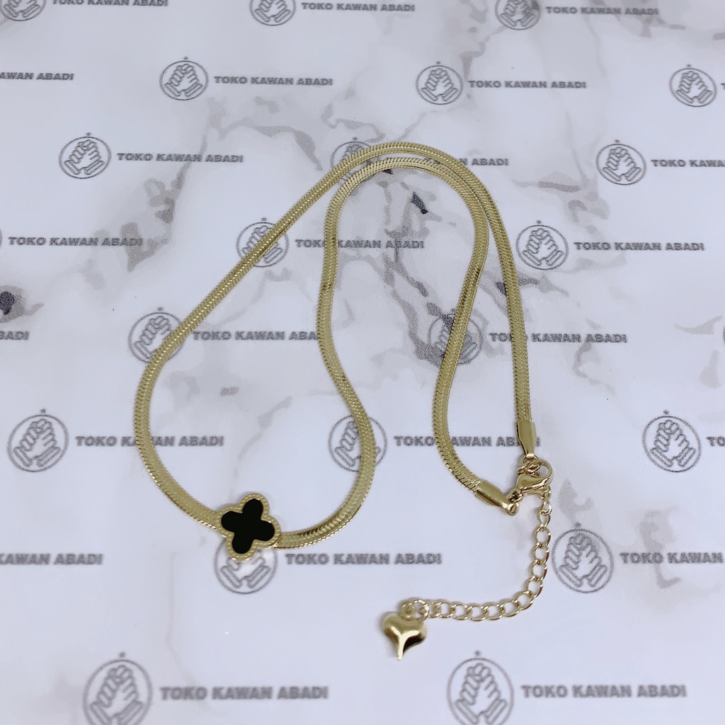 Titanium Gold Kalung Perhiasan Fashion Wanita Liontin Bunga Hitam *34