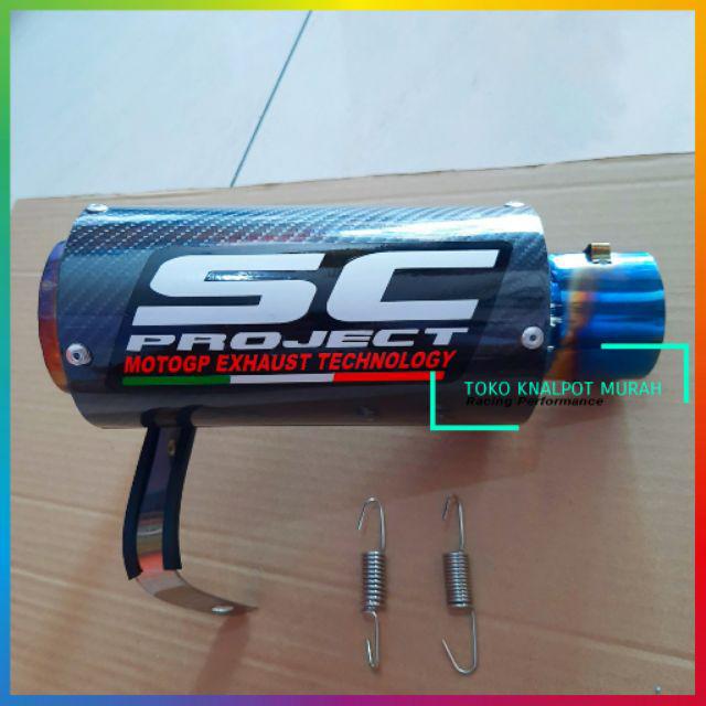 Silencer/Slencer knalpot racing SC PROJECT motor 100-300cc Vixion CB150R CBR R15 Satria GSX MX sonic-Carbon Blue 2