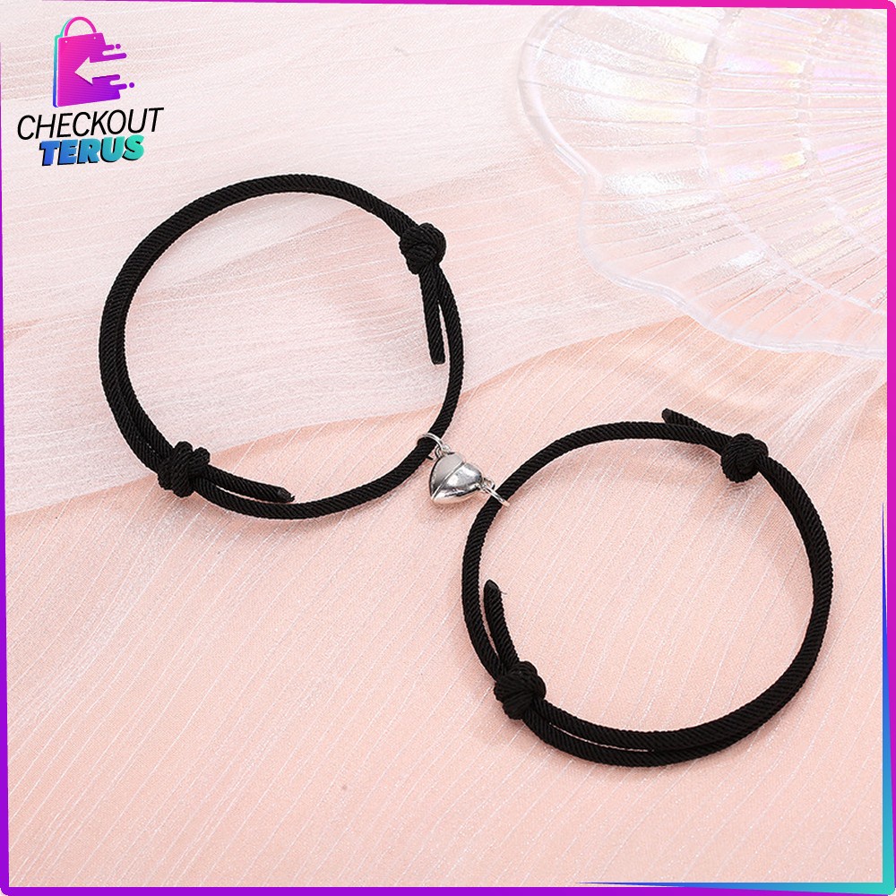 CT K67 Gelang Couple Magnet Fashion Wanita Pria Isi 2PCS Braided Bracelet Gelang Anyaman Tali Persahabatan Gelang Unik