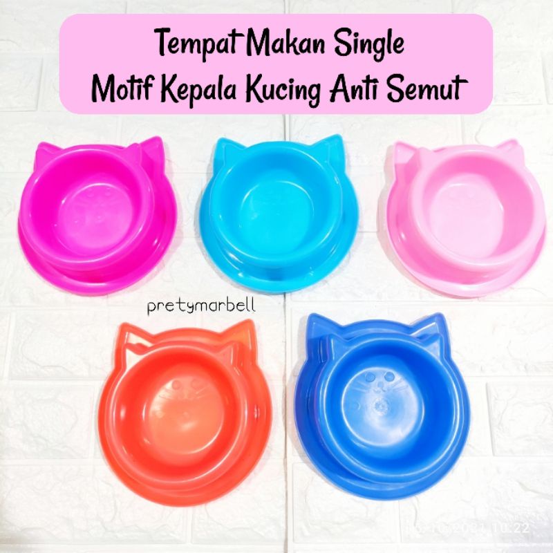 Mangkok Bowl Plate Tempat Makan Motif Kepala Kucing Single Anti Semut