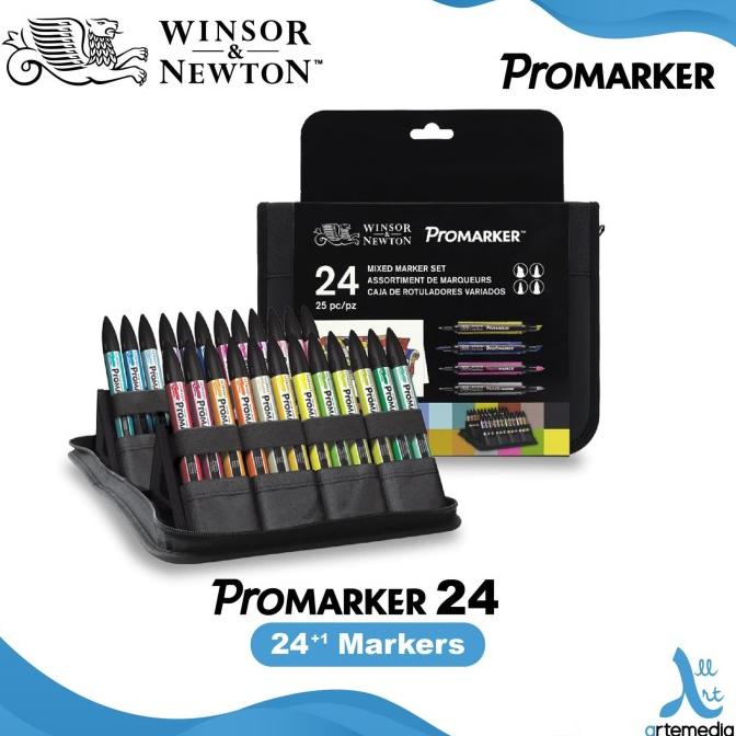 

[[COD]] Marker Set Wallet 24 Set Promarker Winsor & Newton Brush Pen DISKON Kode 1351