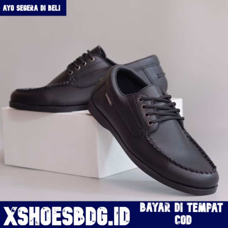 Monza Sepatu Formal Pantofel Pria Hitam Tali Kerja Kantor Kuliah Fashion Original