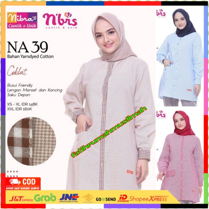 ✨ BISA COD ✨ ATASAN NIBRAS NA 39/TUNIK NIBRAS NA 39/NIBRAS NA 39/ATASAN NIBRAS - Biru, XS
