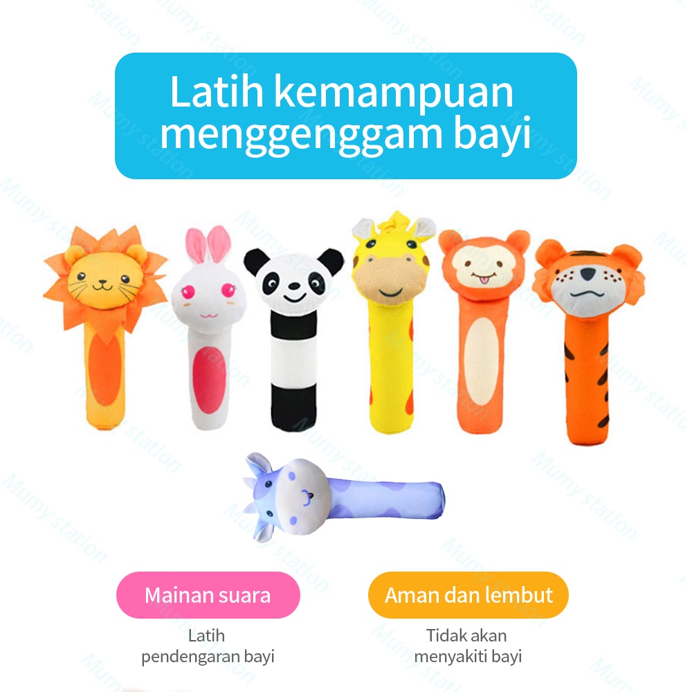 Mumystation Boneka rattle bayi doll toys mainan bayi rattle stick hewan animal binatang