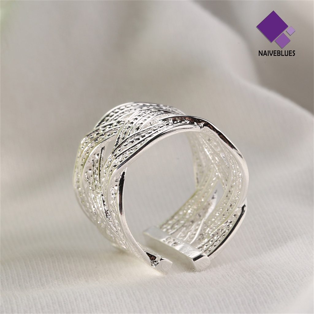 Cincin Model Terbuka Bahan 925 Silver Plated Untuk Wanita