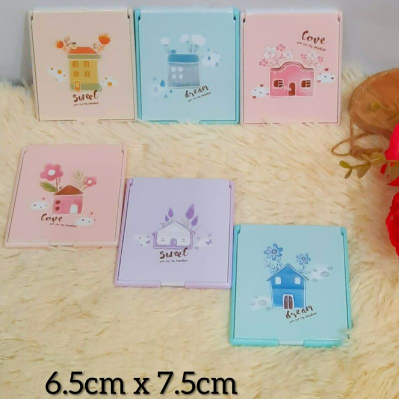 KACA LIPAT KECIL | CERMIN LIPAT KARAKTER MURAH | CERMIN KACA TRAVELING-F