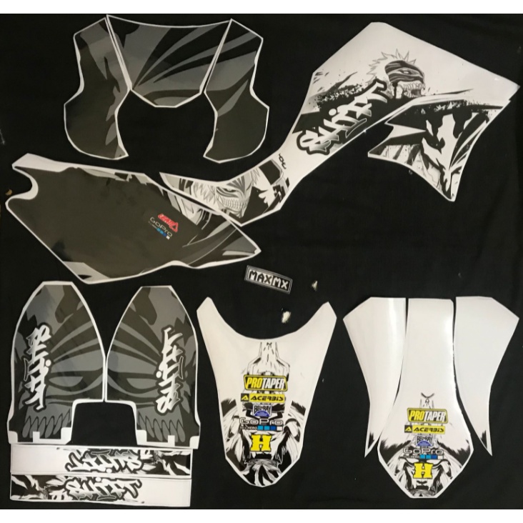 Decal Stiker KLX 150 New Dtracker Dekal Variasi Sticker Striping costum Full Body putih hitam 023