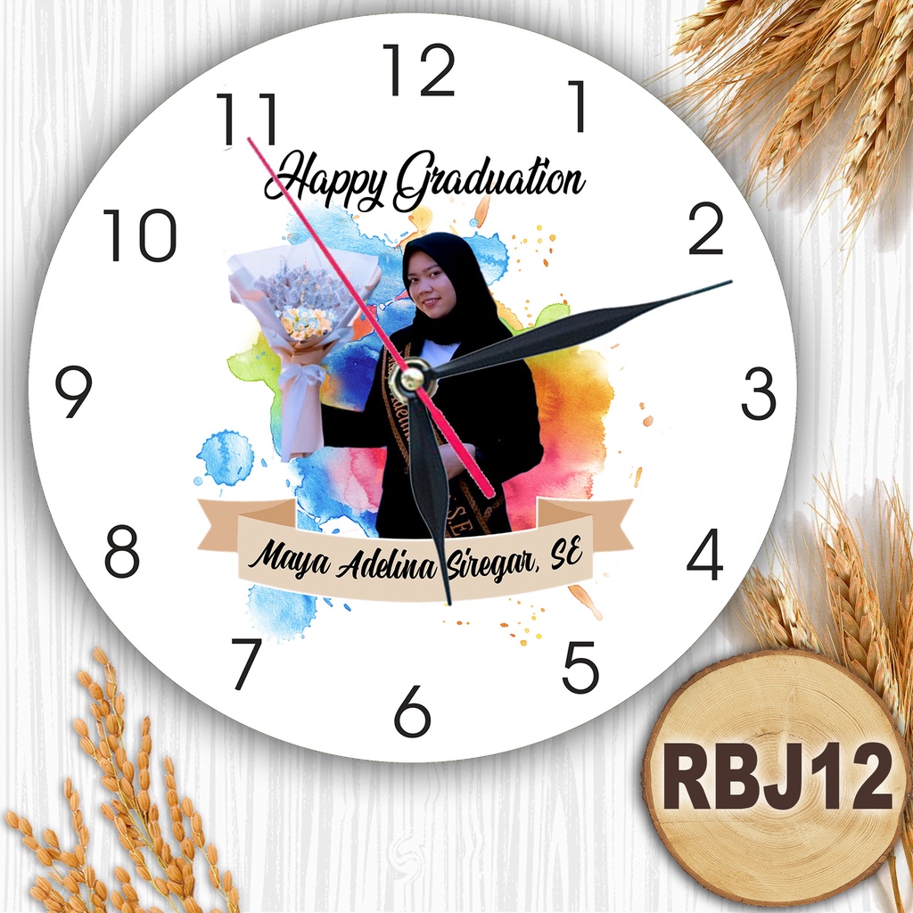 JAM DINDING KAYU CUSTOM NAMA FOTO HADIAH PERNIKAHAN UNIK KADO NIKAH NIKAHAN WEDDING ULANG TAHUN LUCU-RBJ12