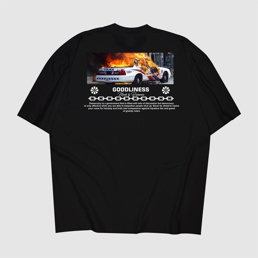 Tshirt Oversize GOODLINES Car On Fire | Kaos Oversize Pria & Wanita