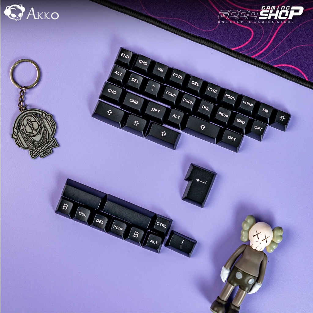 Akko Black &amp; Silver Keycap Set 197 key ASA - Keycap Set