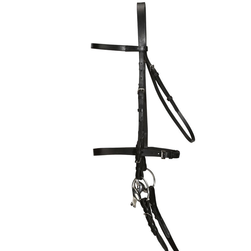 Decathlon Fouganza Tali Pengikat + Kendali Kuda Dan Poni Schooling - Kulit Hitam - 8339776