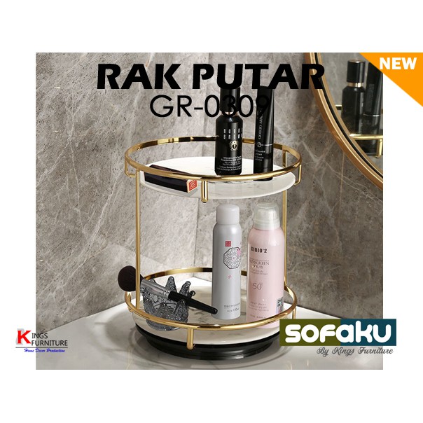 Gold Rack GR-0309 - Rak Susun Putar Kamar Mandi-Rak Wastafel Skincare Rak Putar 360 Penyimpanan Kama
