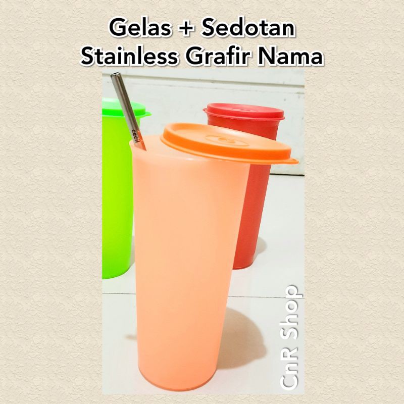 gelas plastik tumbler sedotan grafir custom nama souvenir kado