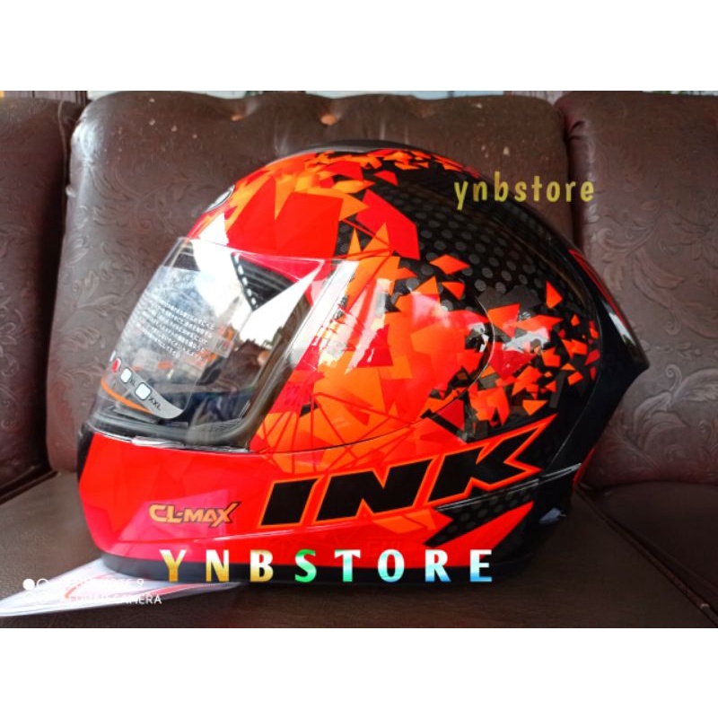 Helm INK CL MAX Seri 6 Black Red Fluo Gloss | Helm Fullface INK CL MAX #6 Red Original