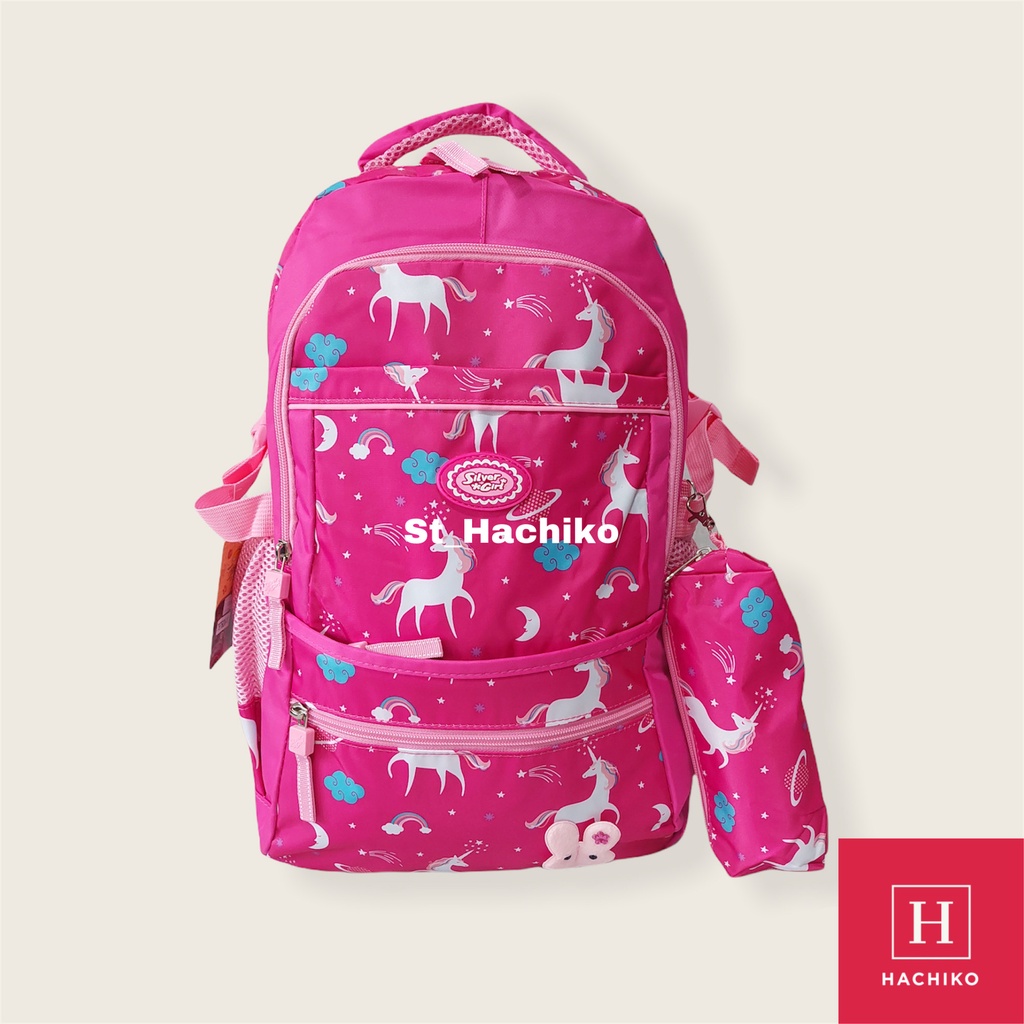 [TERMURAH] Tas Ransel Sekolah Silver Girl Backpack Remaja Cewe / Wanita Motif Unicorn Alto Original 