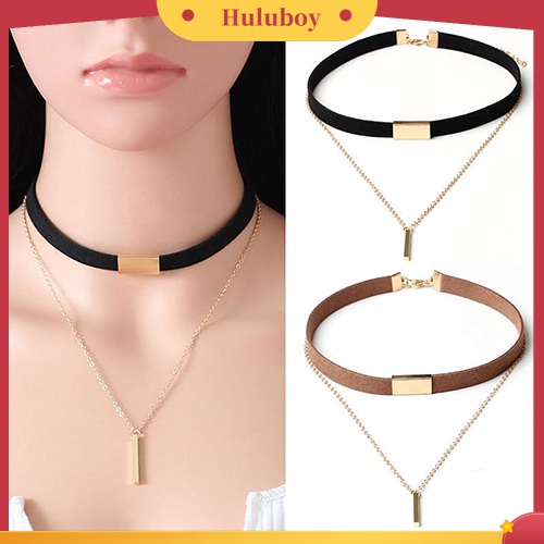 Hu Hu Hu Hu Hu Alat Bantu Pasang Kacamata♡ Kalung Choker Bahan Suede Imitasi Gaya Vintage Gothic Punk Untuk Wanita