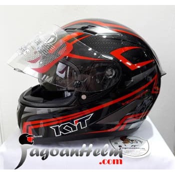KYT Helm Vendetta 2 Carbon | Black RED | Vendeta Full Face Dual VISOR