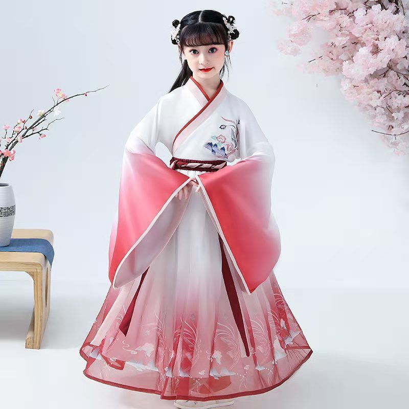 Hanfu girl children's ancient costume super fairy Ru skirt dress autumn and winter 12-year-old girl