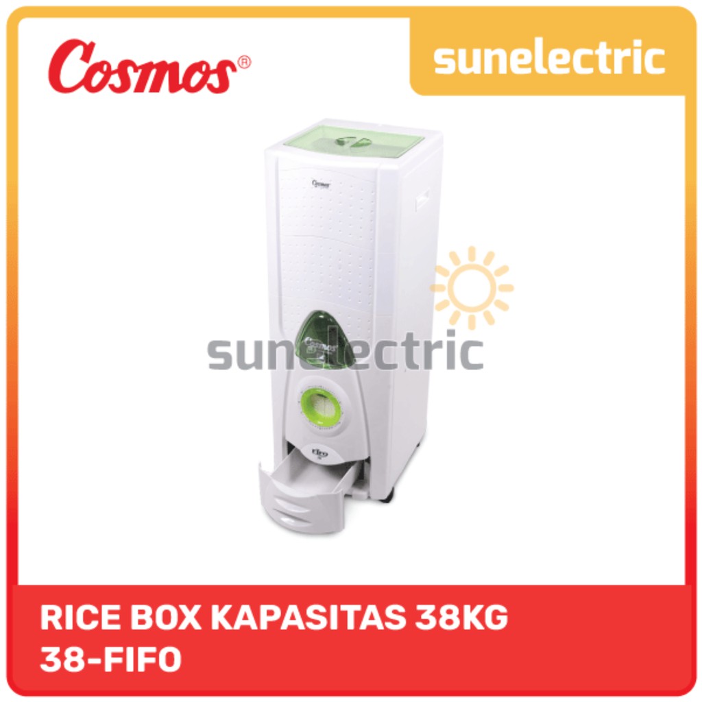 Cosmos 38-FIFO Rice Box 38kg Tempat Penyimpanan Beras Anti Kutu/ Tikus / 38FIFO / 38 FIFO - PUTIH
