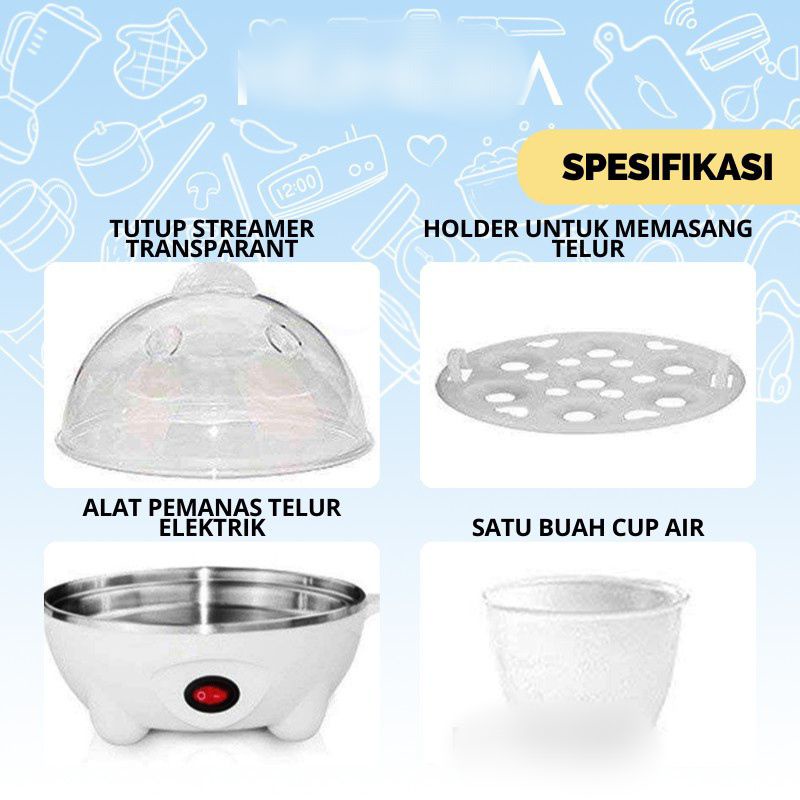 Gs8 Steamer Alat Perebus Pengkukus Rebus Telur Elektrik Food Grade Praktis Electric Egg Cooker Boiler Alat Rebus Telur N4ZDQ