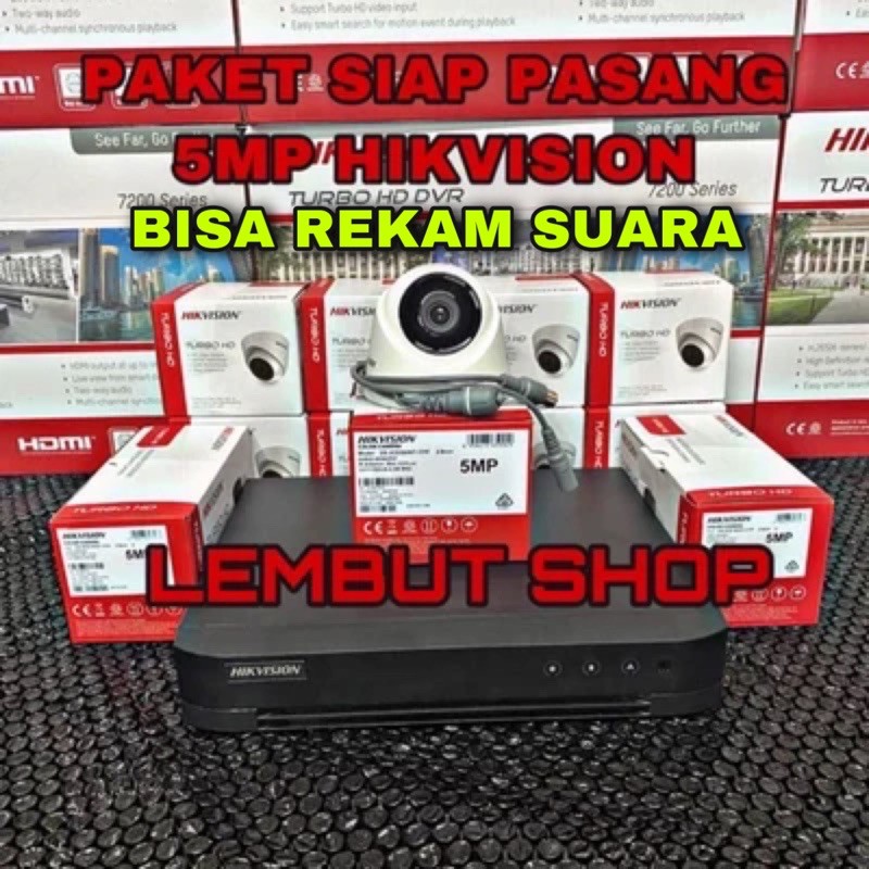 promo paket camera cctv 1 kamera hikvision 5mp audio build built in mic 4 channel