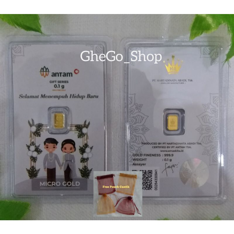 Logam Mulia Emas Antam Hartadinata 0,1 0,25 gr gram Microgold Micro Gold HRTA Gift Series 0.1 0.25 H
