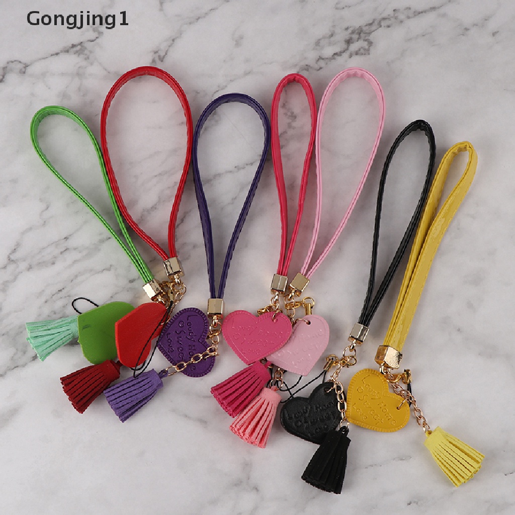 Gongjing1 Tali Lanyard Handphone Bentuk Hati Dengan Rumbai