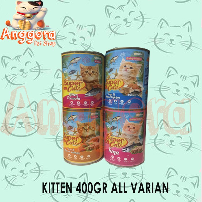 Makanan Kucing basah Super Cat kaleng KITTEN 400gr ALL VARIAN